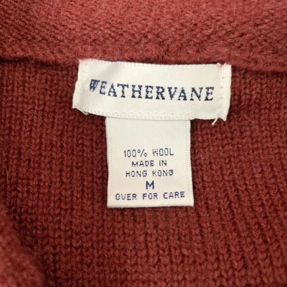 Vintage Weathervane Button Down Collared Maroon 100% Wool Cardigan Size Medium - Picture 8 of 8